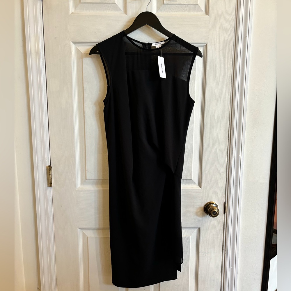 Helmut Lang Sheer Panel Black Silk Draped Dress New with Tags